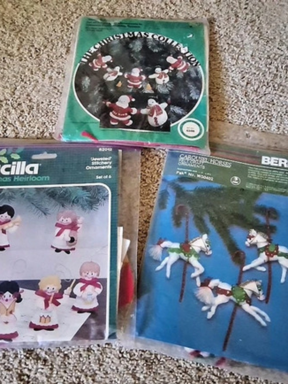 Bucilla, Burnat & Paragon Christmas Heirloom Holiday Needlecraft Kits Lot of 3